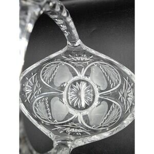 Bohemian Lead Crystal Basket Cut‎ & Frosted Pear Design 8" Tall 6" Wide Vintage